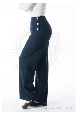 Pantalon sailor slacks taille haute bleu marine vintage