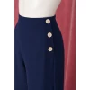 Pantalon sailor bleu marine femme jambes larges taille haute nautique