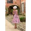 Robe vintage fleurie rose poudre imprime roses jupe ample style pin-up annees 50