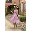 Robe rose pastel bouquet roses corsage sweetheart jupe swing Hearts and Roses vintage
