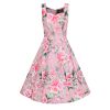 Robe rockabilly rose pastel roses jupe cercle swing style romantique champetre 50s