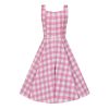 Robe rockabilly vichy rose blanc coton elasthanne swing poches cachees style retro