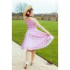Robe vintage vichy rose poudre blanc jupe swing ample silhouette sablier annees 50