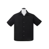 Chemise bowling noire skull broderie ton sur ton boutons tete de mort Steady Clothing USA