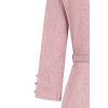 Robe vintage rose tweed bouclé col carré double rangee boutons jupe evasee annees 50 60