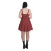 Robe Banned tartan rouge swing courte zip pendentif bretelles decoupees style alternatif