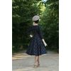Dos robe marine carreaux jupe circulaire ample jupon apparent manches 3/4 retro chic