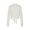 Blouse crop ivoire satine boutons col ouvert manches romantiques style vintage Banned