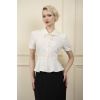 Blouse ivoire peplum col Claudine noeud boutons nacre manches courtes Banned vintage 40s