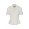 Haut peplum ivoire satin col Claudine noeud boutons perle style vintage Banned retro