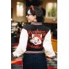 Veste college courte noire ecru Purrfectly Rebellious chat pin-up patch QK Queen Kerosin