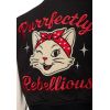 Veste rockabilly femme courte noire ecru patch QK bouclette style vintage annees 50