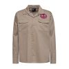 Chemise workwear homme beige coton poches rabat col cubain patch King Kerosin custom