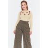 Pantalon rockabilly pied-de-poule brun palazzo jambes larges bretelles style vintage 40s