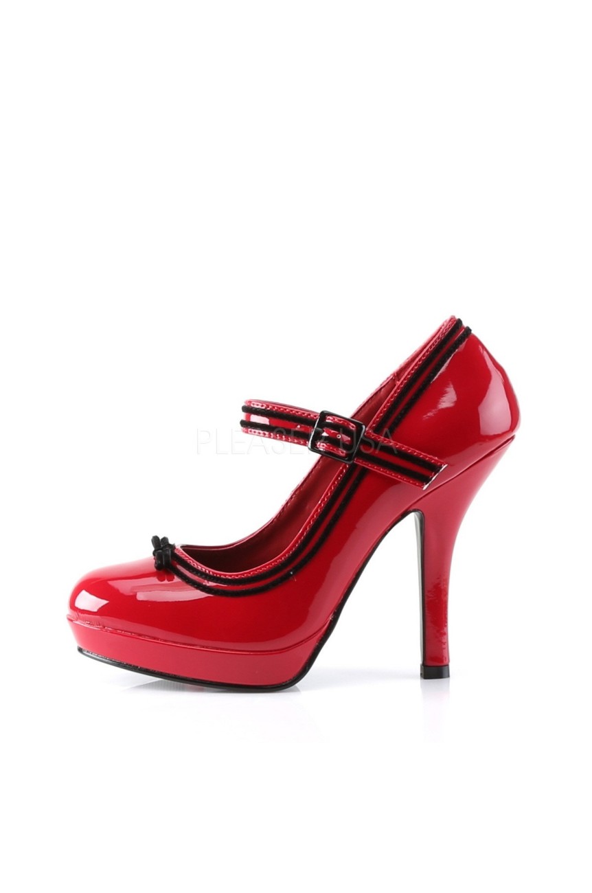 Chaussure retro pin up vinyle rouge