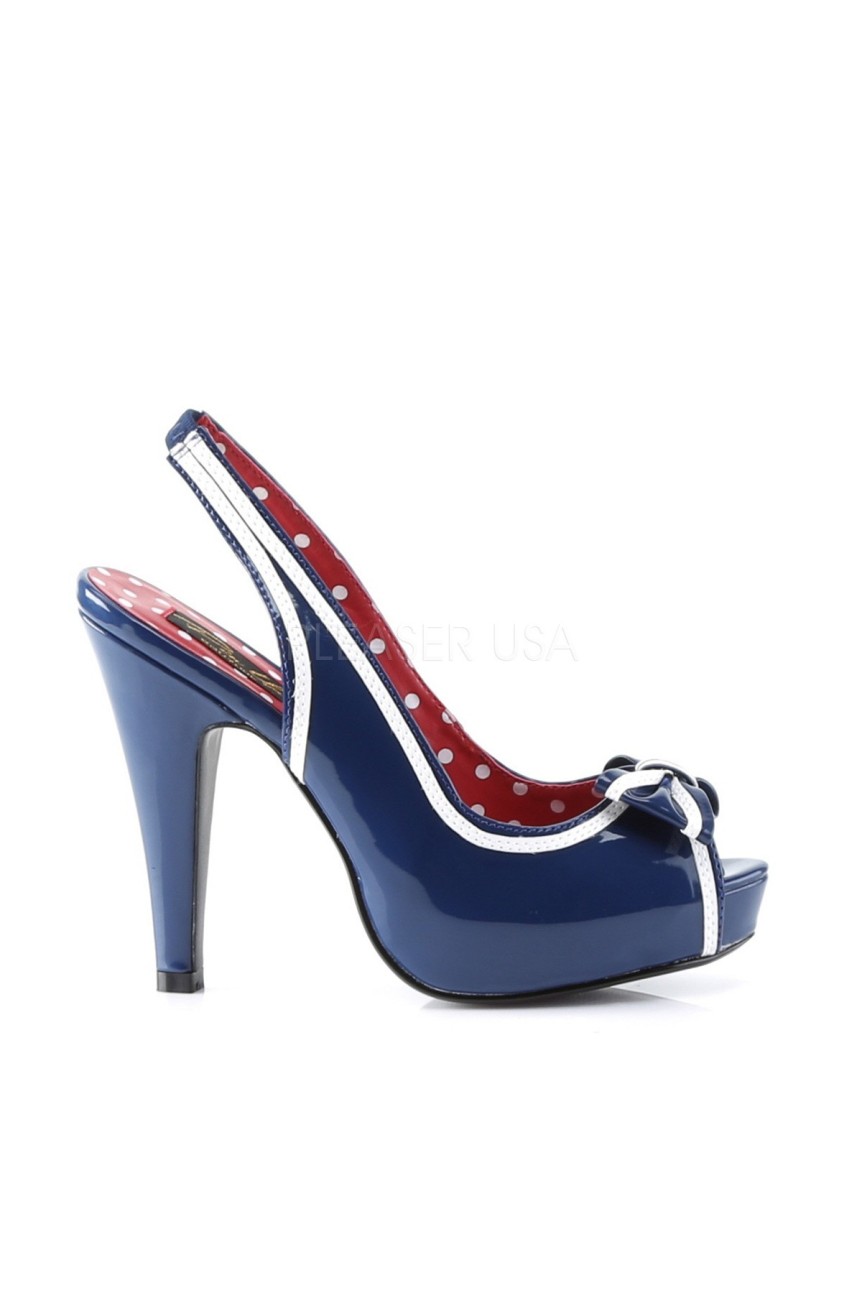 Chaussure vinyle bleu pin up couture