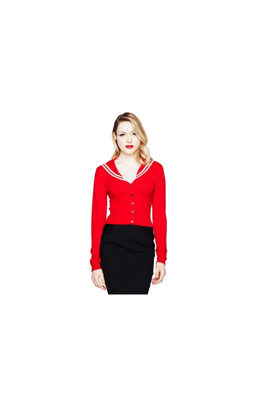 Cardigan pin up style marin rouge