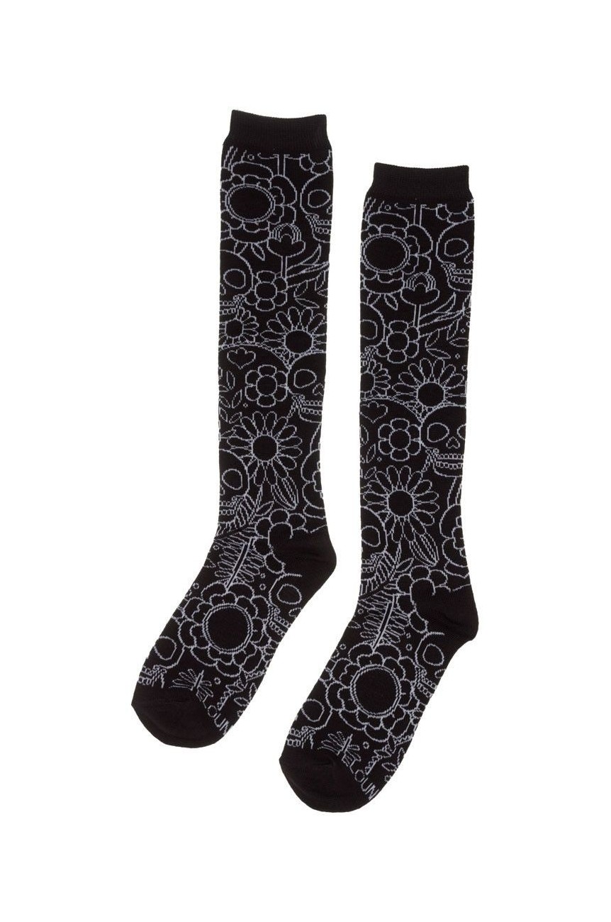 Chaussettes skull ans flowers